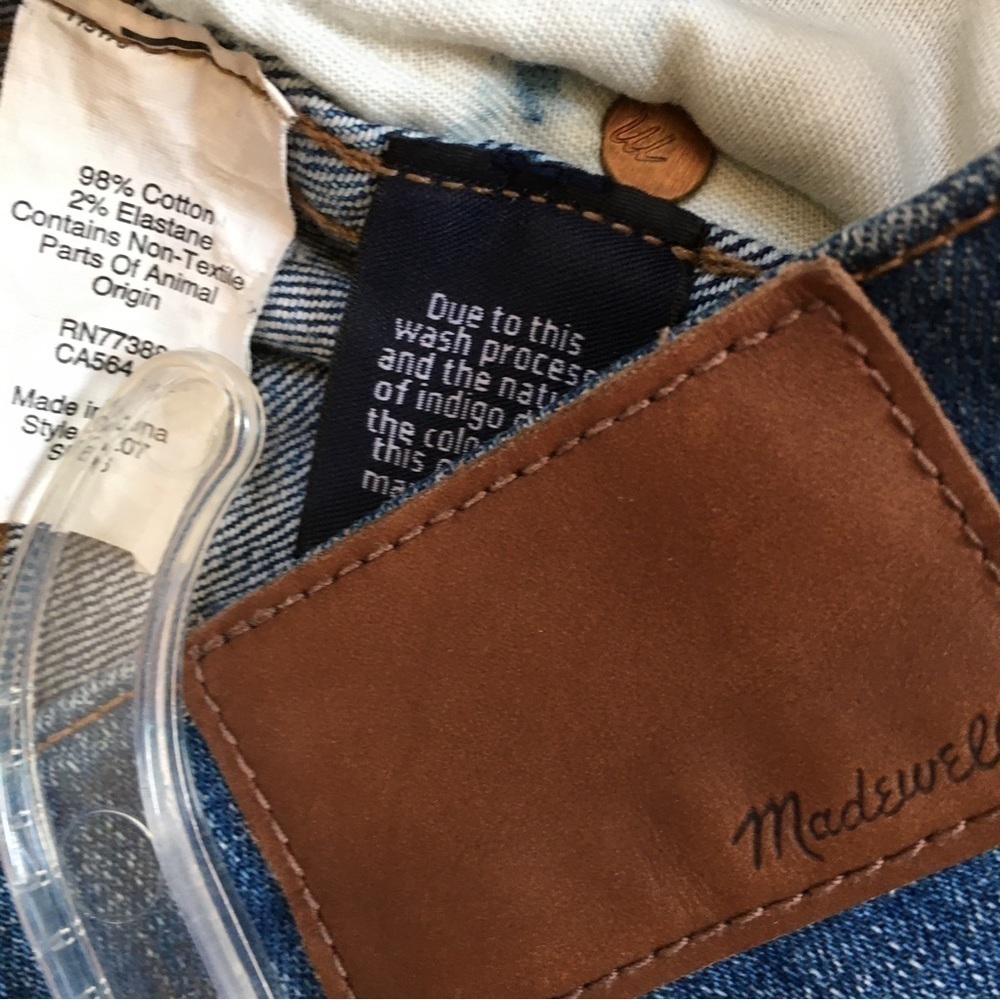 Madewell 9" High Riser Rip and Repair Medium indigo wash Skinny Jeans - Picture 9 of 15
